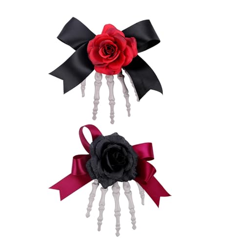 Set Von 2 Einzigartigen Haarnadel Skelett Handhaarzubehör Harz Barrettes Für Themenpartys Und Cosplay Enthusiasten von Fcnjsao