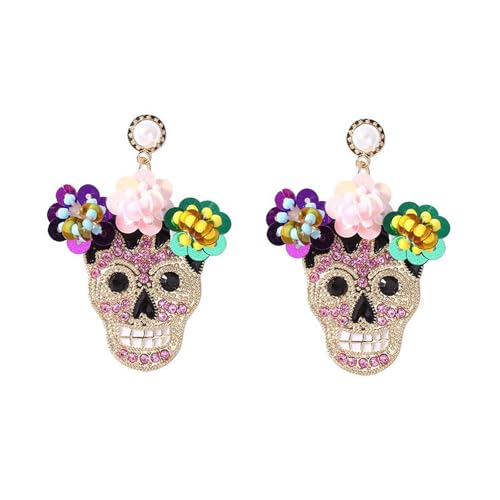 Fcnjsao Sprudelnde Zirkon Verstopfte Schädelohrringe Modische Schädelohrringe Schmuck Mit Glitzernden Für Halloween Event von Fcnjsao