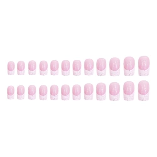Stilvolle Quadratische Sargnägel Zum Aufdrücken Französische Spitze Vollständige Abdeckung Künstliche Nägel Zum Aufkleben Für Frauen Und Mädchen 24 Stück von Fcnjsao