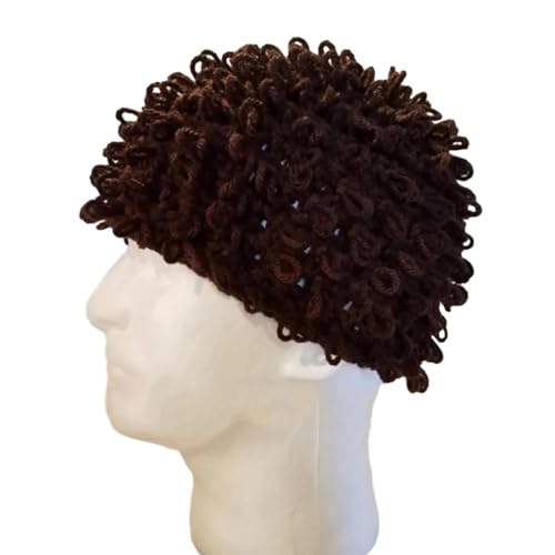 Strick Lockiger Haarhut Für Weibliche Unisex Grandmas Curly Perücken Street Fotokappen Lustige Pullover Cosplay Kopfbedeckungen von Fcnjsao