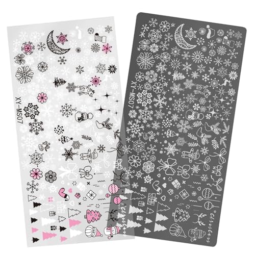 Weihnachtsserie Nägel Stamping Platten Nägel Kunst Stamping Schablone Schneeflocke Maniküre Druck Hirsch Nägel Stamp-Platte von Fcnjsao