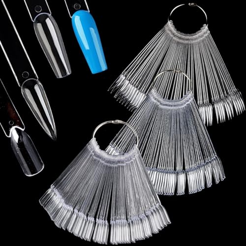 Fcozpjk Nail Color Swatch Sticks with Ring, 150pcs Ballerina Square Stiletto Clear Nail Tips, Nail Polish Display Sample Sticks, Practice Nail Tips, Nail Salon Supplies von Fcozpjk