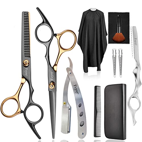 Friseurschere Haarschneideschere Effilierschere Set, Fcysy 11 Stk Friseur Scheren Professionell Haarschere, Schere Haare Schneiden Frisör Schere Haarschere Kinder Hund Effilierschere Friseur Profi von Fcysy