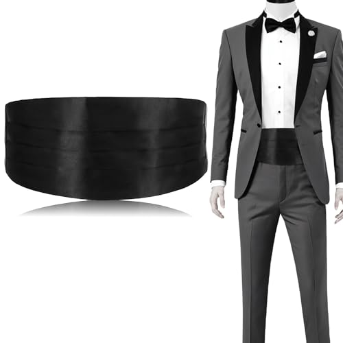 FdcLixuvol Verstellbare Satin-Herren-Kummerbunde, Kummerbund Aus Polyester Für Herren Kummerbund Schwarz Für Smoking Anzug Hemd Hochzeit Abschlussball Formelle Veranstaltungen Besondere Anlässe von FdcLixuvol