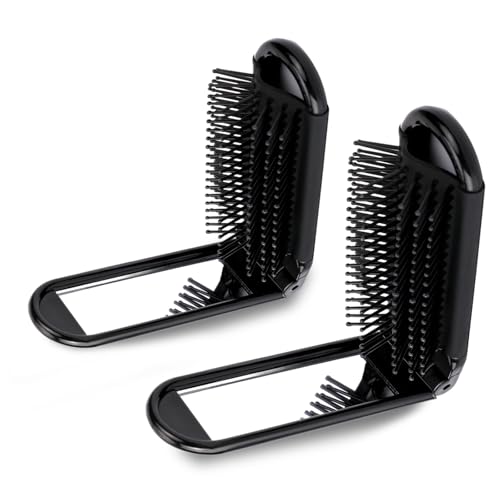 2 Stück Mini Kleine Haarbürstes, Klappkamm Haarbürste Mit Spiegel Faltbare Reise Haarbürste Bürste Reisebürste Kompakte Haarmassagekamm Klappbürste Tragbare Haar Styling Werkzeuge Für Frauen Mädchen von FdcLixuvol