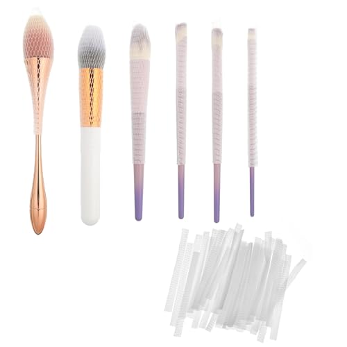 60 Stück Make-up-Pinselabdeckung, Pinselschutz, wiederverwendbar, Make-up-Pinselschutz, erweiterbare Pinselnete, Netzabdeckungs-Set für Reisen, Frauen und Mädchen, Aufbewahrung von Make-up, Rose (Weiß von FdcLixuvol