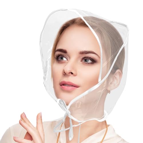 FdcLixuvol 6 Stück Regenhaube Transparent Wasserdicht Regenschal Regenhaube Kopf mit Sonnenschutz Kunststoff Herren Damen Regenmantel Regenkapuze Regenschutz Überkopf von FdcLixuvol