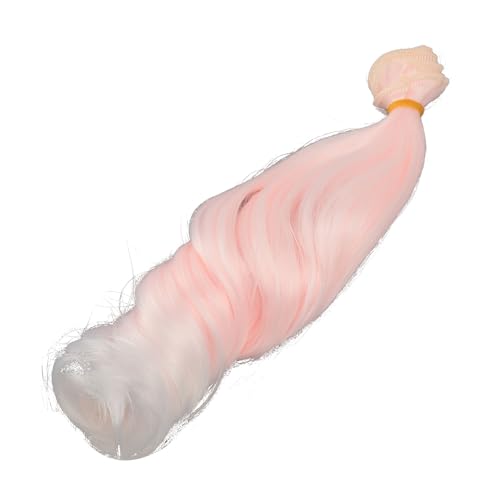 25 Cm Rosa Weißer Gradient Langes Lockiges Puppenperücken - Weiches Seidenhaar für Puppenstyling, 1m Breite, Modeaccessoire für Puppen (Römisch lockig) von Fdit