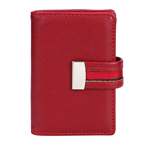 -Blockierungskartenhalter für Frauen - Premium PU Leder Slim Wallet Organizer mit 26 Kartenkapazität, Reisefreundlichkeitsviolution (Rot) von Fdit
