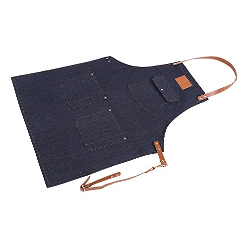 Denim Apron Lederschürze, Lederschürzen Jeansschürze Bib Schürze Einstellbare Chef Schürze mit Taschen für Männer Frauen Arbeiten Kochen Gartenarbeit Crafting DIY Landwirtscaft Gartenarbeit(C) von Fdit