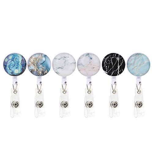Fdit 6Pcs Retractable Badge Holder Ausgezeichnetes Design 360 ° Grad Drehclip für Büroangestellte Krankenschwester Zubehör von Fdit