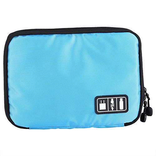 Fdit Electronic Organizer Travel Case, Tragbare Doppelschichtkabel -Organizer -Beutel für USB -Kabel, Power Bank Earphone Telefon Ladegerät SD -Karte (Blue) von Fdit