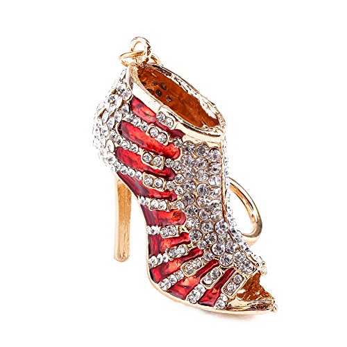 Fdit Keychain Strass Kristall High Heel Schuh Dame Geschenk Stiletto Emaille Gold Pendent Key Handtasche Tasche Schlüsselanhänger MEHRWEG VERPACKUNG socialme-eu von Fdit