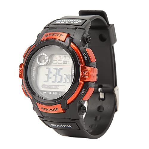 Fdit Sportuhr für Herren, Wasserdichtes ABS-Gehäuse, Sportuhr, Edelstahlschnalle, PU-Uhrenarmband, Schönes Design, 12-24-Stunden-System für Freunde. (Orange) von Fdit