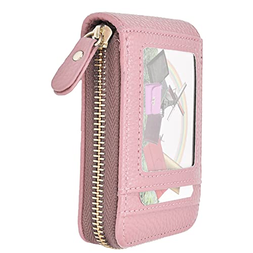 Kartenhalter, Große Kapazität PU-Karten-Organizer-Tasche, Modische Mini-tragbare Antimagnetische ID-Kartenhalter-Geldbörse mit Reißverschluss für Frauen (PINK) von Fdit