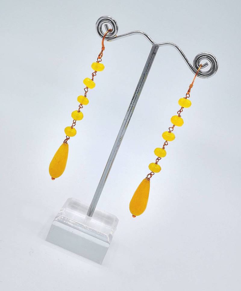 Tropfenohrringe Aus Gelber Jade Und Roségold Tropfenohrringe Aus Gelber Jade Und Roségold von FeBegioielli