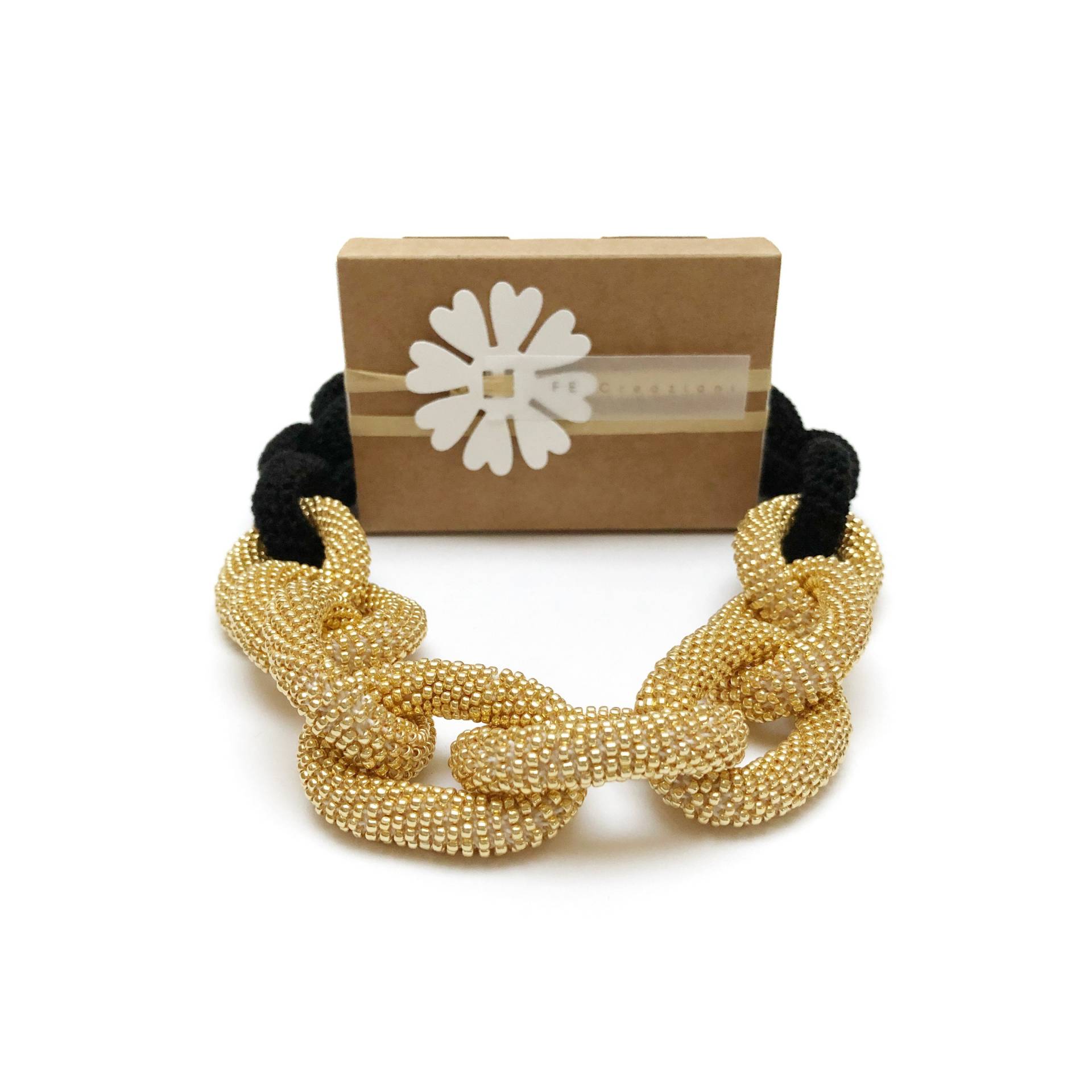 Goldperlenkette Halskette Kette Joy Gold Und Schwarz Perlenhäkelkette Weihnachtsgeschenk Goldperlenkette Halskette Kette Joy Gold Und Schwarz Perlenhäkelkette Weihnachtsgeschenk von FeCreazioni