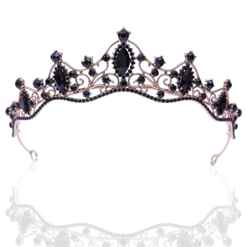 Kristall Krone Hochzeit Braut Diademe Haarschmuck Schwarz Strass Prinzessin Krone Diademe Stirnband Schöne Mode Hochzeit Braut Stirnband Prinzessin Kristall Tiara Headwear für Frauen Mädchen von FeLeA