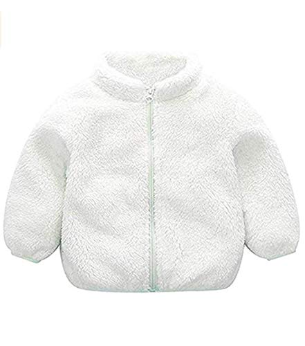 Baby Jungen Mädchen Winter Mantel Herbst Kleinkind Mädchen Langarm Einfarbig Fleece Warm Reißverschluss Jacke Gr. 92, weiß von FeMereina