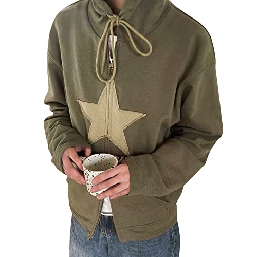 Damen Y2k Zip Up Hoodies Langarm Grafik Star Print Kapuzenjacke Oversized Goth Harajuku Sweatshirt Punk Grunge Streetwear, e, 42 von FeMereina