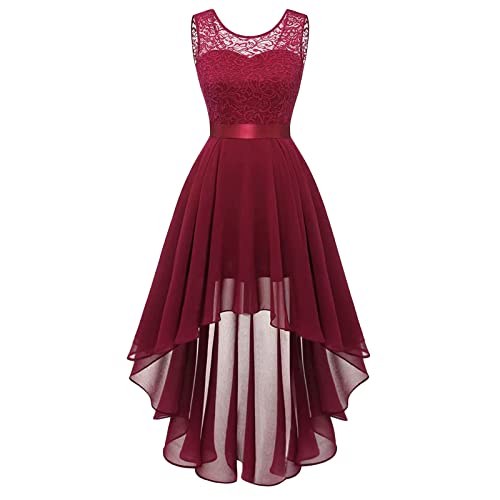 FeMereina Damen Formal V Ausschnitt Floral Spitze Brautjungfer Maxikleid Tüll Ballkleid Vintage Mesh Cocktail Party Abschlussball Kleid, Z17, Medium von FeMereina