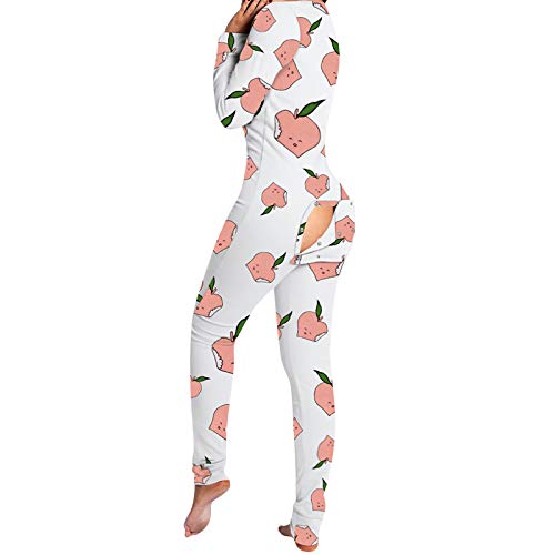 FeMereina Damen Sexy Drop Seat Pyjama Jumpsuit Butt Flap Pyjama Langarm Einteiler Bodysuit Strampler, Z10, 38 von FeMereina