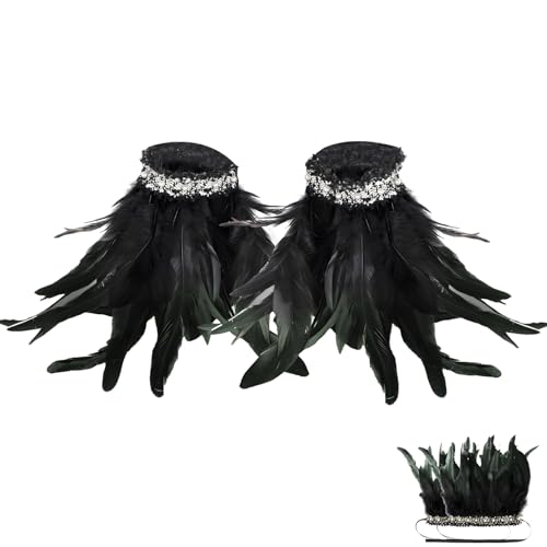 FePen Feder Manschetten, 1 Paar Federarmbänder, Spitzenperlenmanschetten, Manschetten Federn, Damen Kostüme Manschetten für Maskeraden Zubehör zum Cosplay Spiel Party FePen Feder Manschetten, 1 Paar Federarmbänder, Spitzenperlenmanschetten, Manschetten Federn, Damen Kostüme Manschetten für Maskeraden Zubehör zum Cosplay Spiel Party von FePen