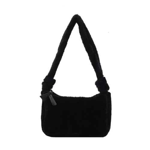 Feaolala Plüsch Tasche Flauschige Handtasche Lammwolle Umhängetasche Damen Winter Warme Handtasche Groß Teddyfell Cordtaschen Puffy Tote Bag (Schwarz B) von Feaolala