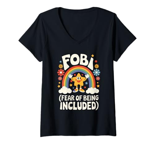 Damen Angst Davor, aufgenommen zu Werden Fobi Sarkastische Frauen Introvert-Chic T-Shirt mit V-Ausschnitt Damen Angst Davor, aufgenommen zu Werden Fobi Sarkastische Frauen Introvert-Chic T-Shirt mit V-Ausschnitt von Fear of Being Included Vibes