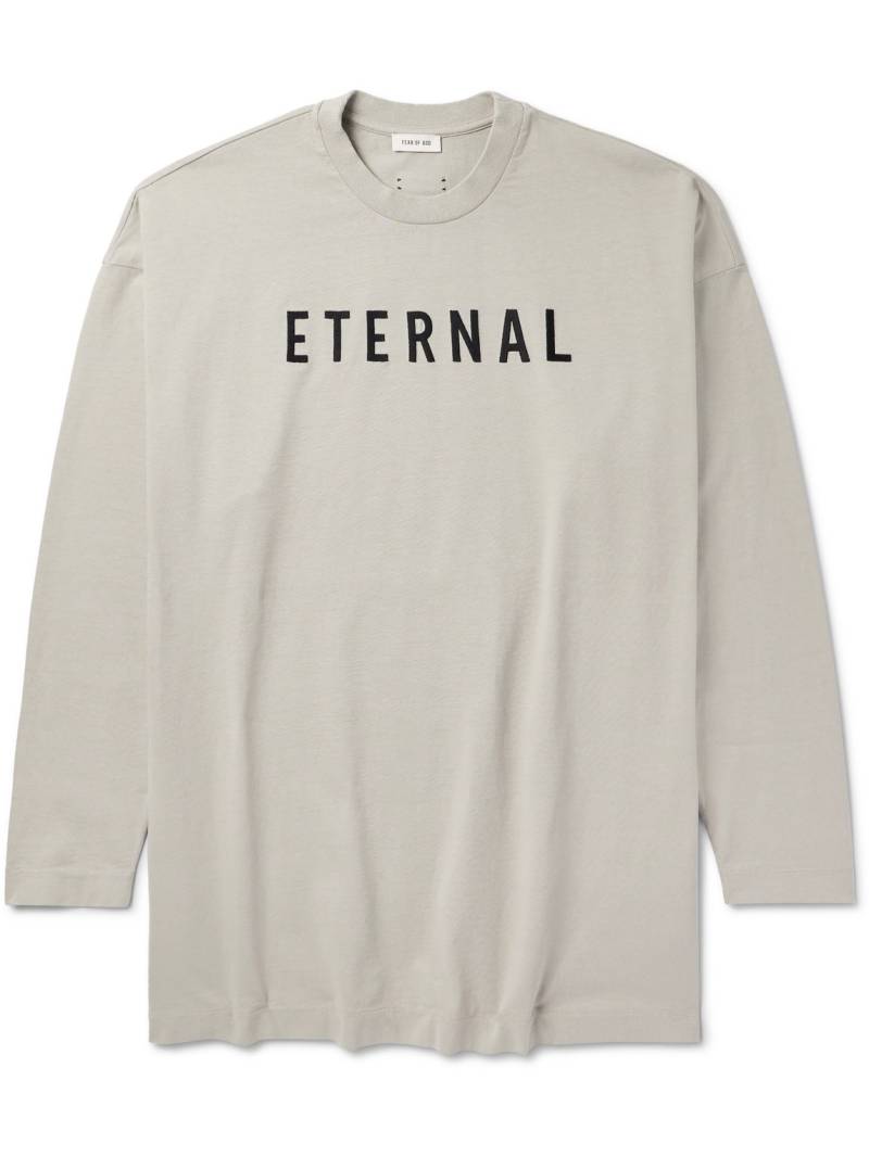Fear of God - Eternal Oversized Logo-Flocked Cotton-Jersey T-Shirt - Men - Gray - M von Fear of God