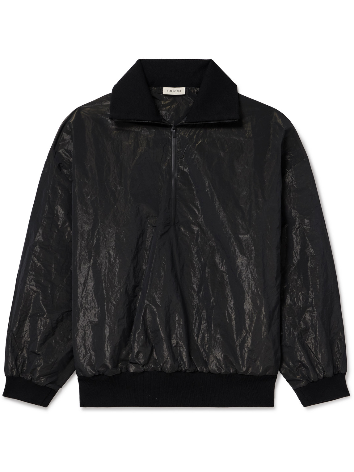 Fear of God - Logo-Appliquéd Crinkled-Shell Half-Zip Track Jacket - Men - Black - S von Fear of God