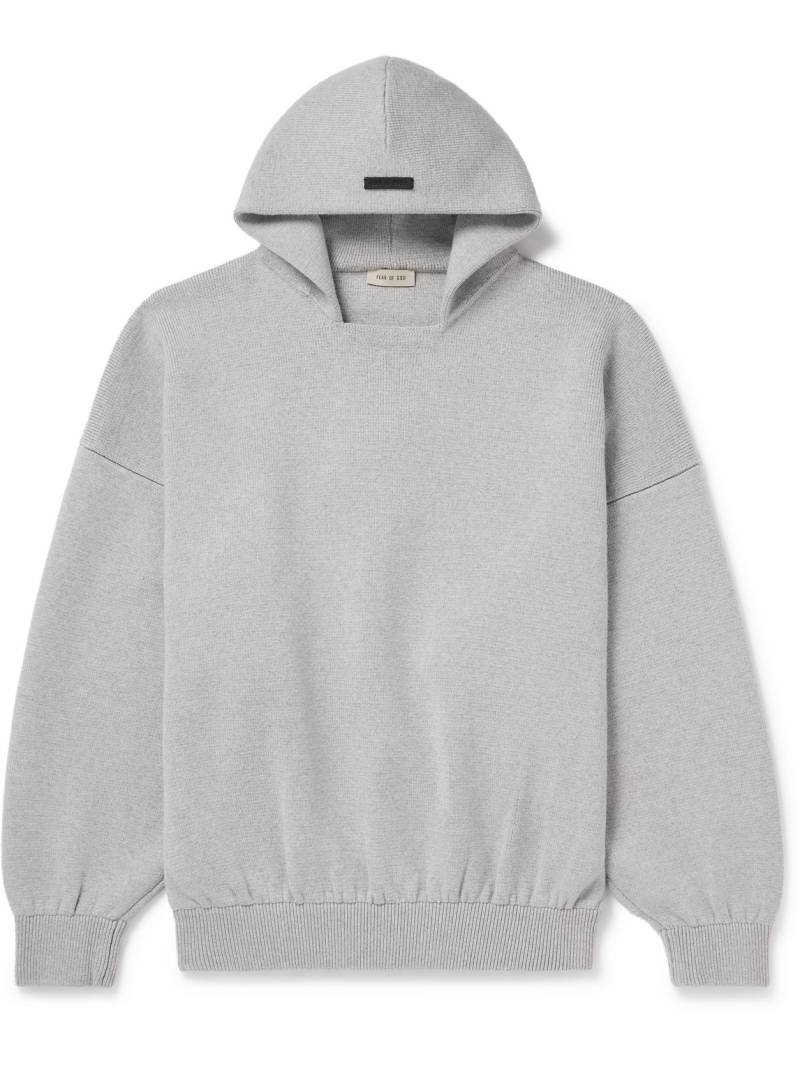 Fear of God - Logo-Appliquéd Intarsia-Knit Virgin Wool-Blend Hoodie - Men - Gray - XXL von Fear of God