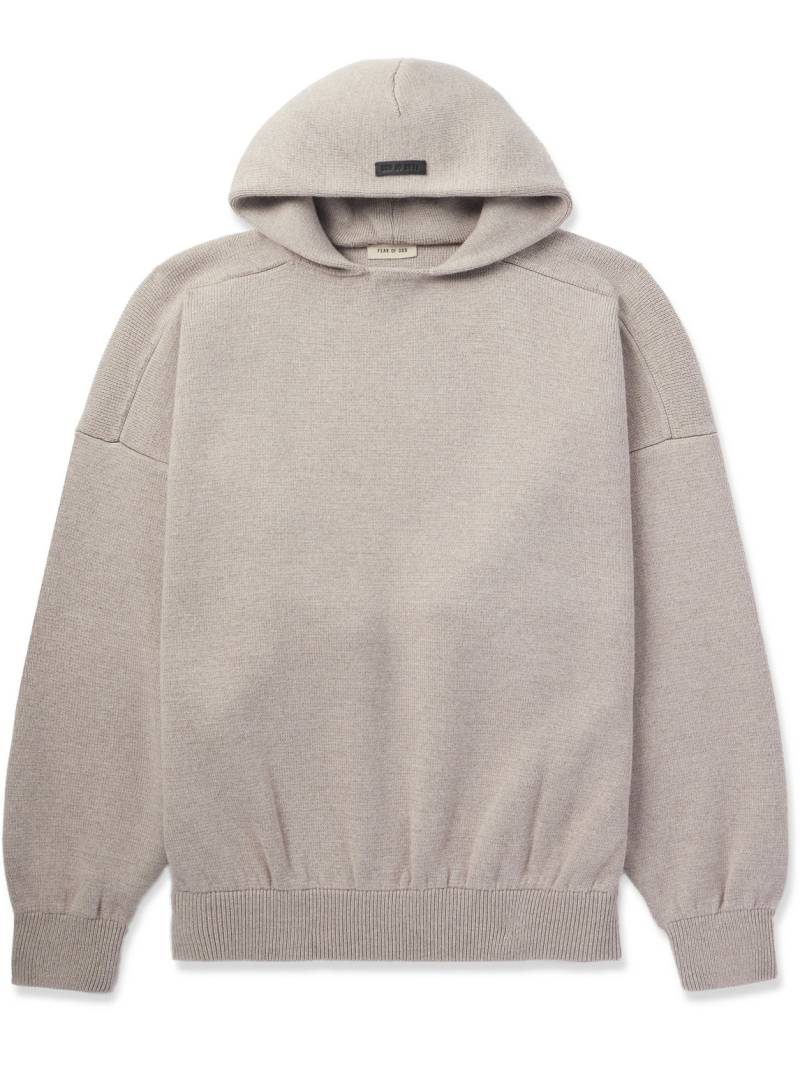 Fear of God - Logo-Appliquéd Merino Wool Hoodie - Men - Neutrals - XXL von Fear of God