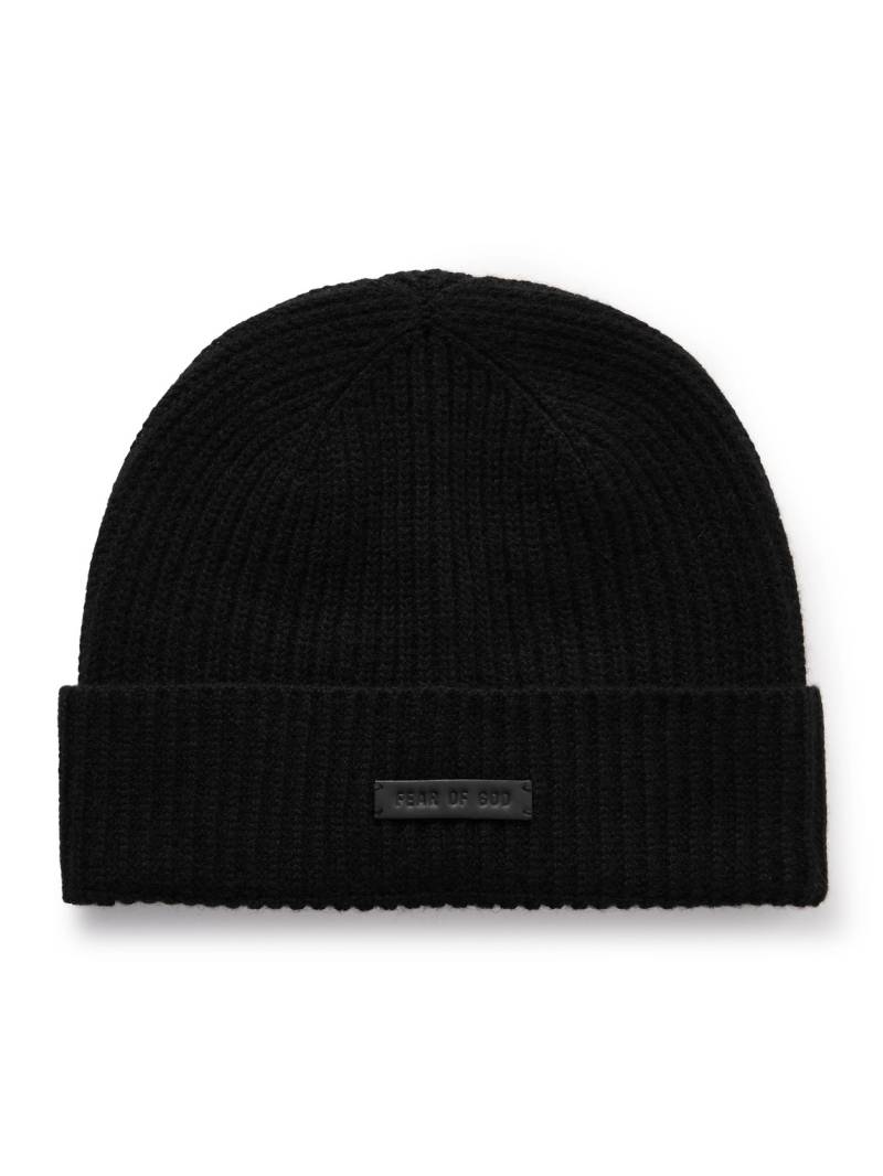 Fear of God - Logo-Appliquéd Ribbed Cashmere Beanie - Men - Black von Fear of God