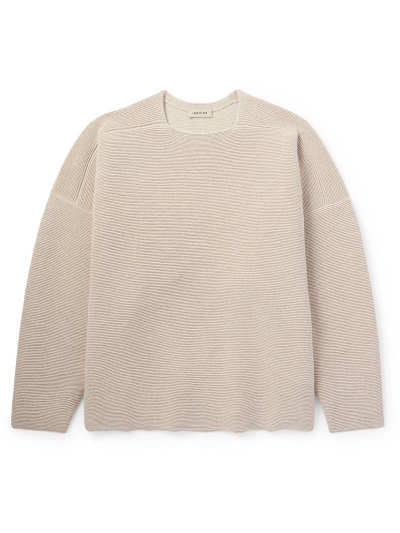Fear of God - Logo-Appliquéd Ribbed Virgin Wool Sweater - Men - Neutrals - XXL von Fear of God