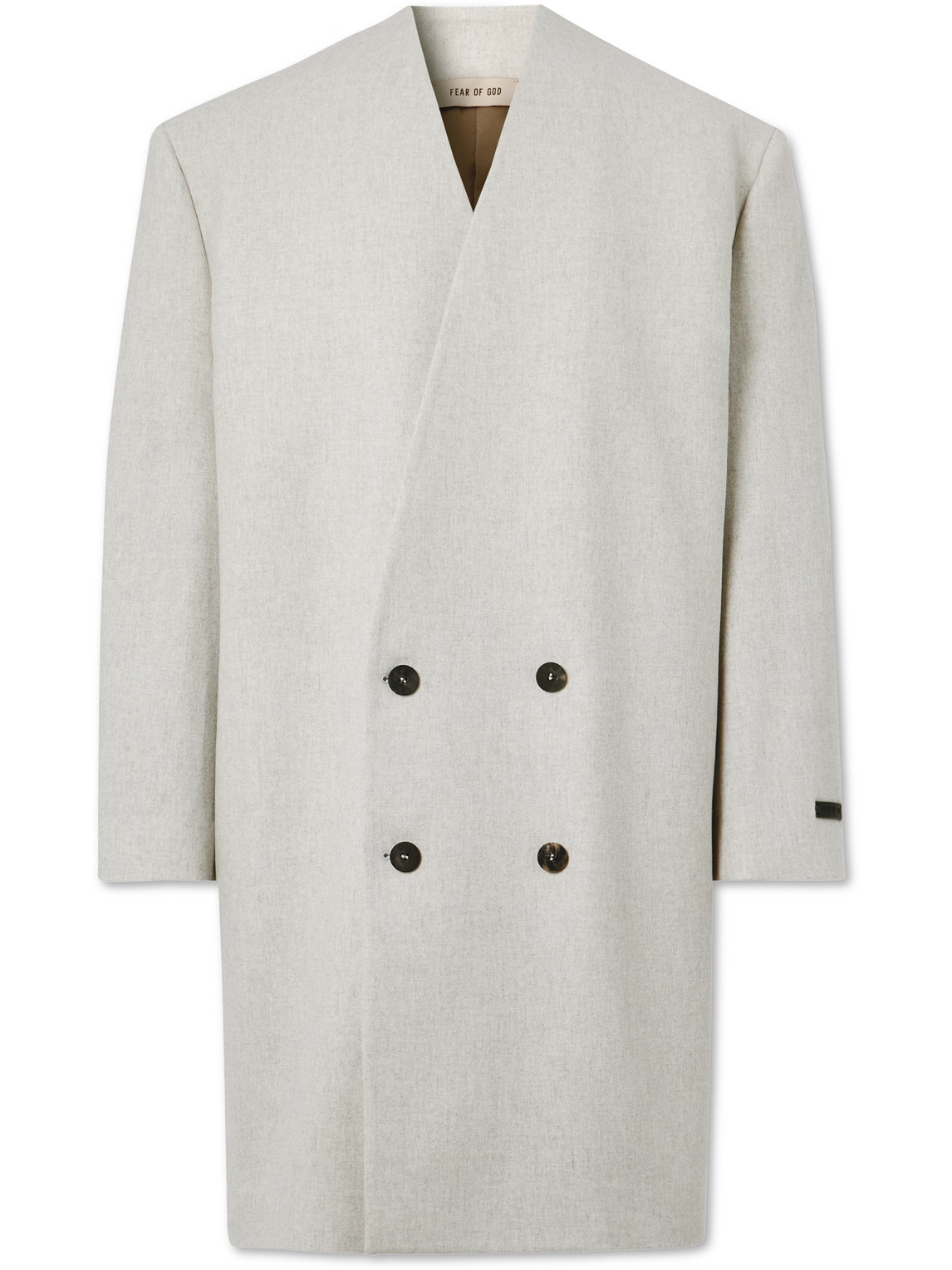 Fear of God - Oversized Double-Breasted Logo-Appliquéd Wool-Blend Flannel Coat - Men - Gray - IT 46 von Fear of God