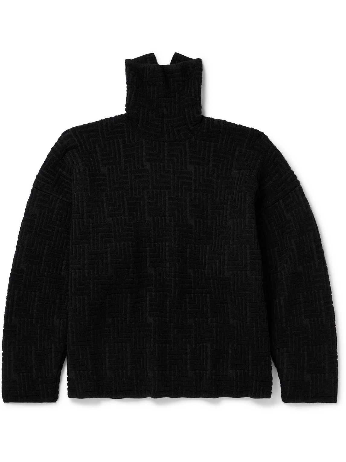 Fear of God - Oversized Jacquard-Knit Virgin Wool-Blend Rollneck Sweater - Men - Black - XXL von Fear of God