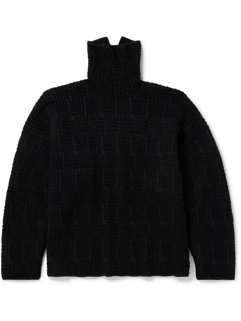 Fear of God - Oversized Jacquard-Knit Virgin Wool-Blend Rollneck Sweater - Men - Black - XXL von Fear of God