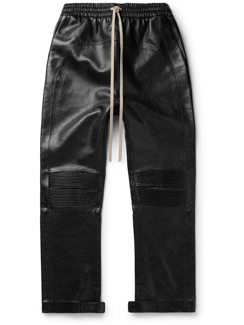 Fear of God - Slim-Fit Straight-Leg Full-Grain Leather Drawstring Trousers - Men - Black - XXL von Fear of God