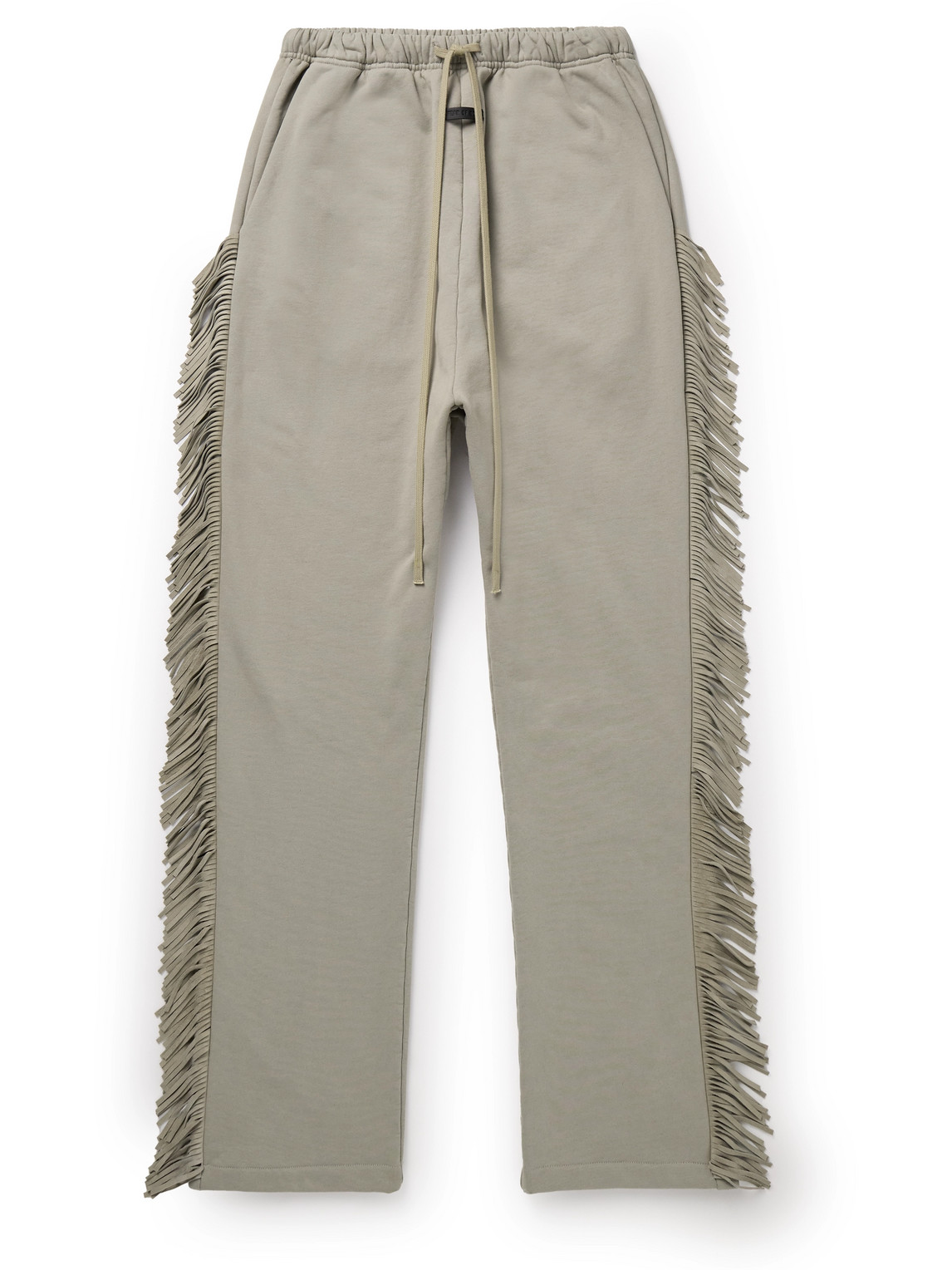 Fear of God - Straight-Leg Fringed Suede-Trimmed Cotton-Jersey Sweatpants - Men - Green - M von Fear of God