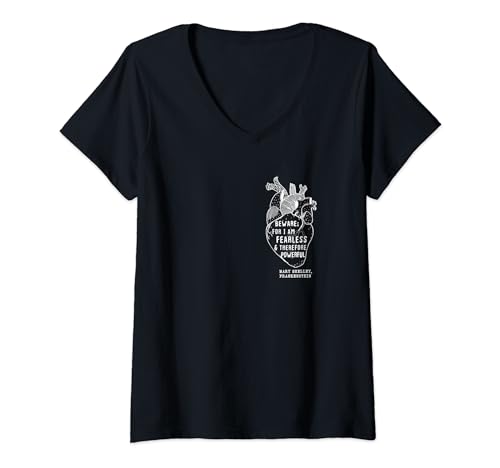 Damen Beware For I Am Fearless & Powerful, Frankenstein Zitat T-Shirt mit V-Ausschnitt Damen Beware For I Am Fearless & Powerful, Frankenstein Zitat T-Shirt mit V-Ausschnitt von Fearless & Powerful