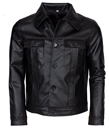 Feather Skin Männer Kleidung Elvis Presley Inspired Schwarz Rockstar Echte Lederjacke- XXS von Feather Skin