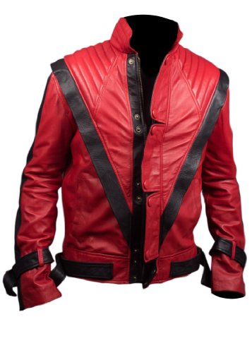 Feather Skin Michael Jackson Thriller Faux Lederjacke in rot-m von Feather Skin
