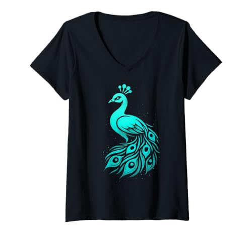 Damen Pfau Graffiti Urban Art Design T-Shirt mit V-Ausschnitt Damen Pfau Graffiti Urban Art Design T-Shirt mit V-Ausschnitt von Feather Street
