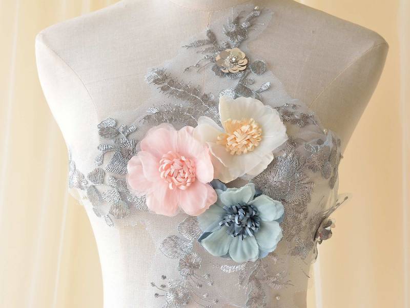 3D Blume Spitze Mieder Applikation Motiv Floral Stickerei Patch Nähen Auf Braut Hochzeit Abendkleid Handwerk 1 Pc von FeatherCraft20