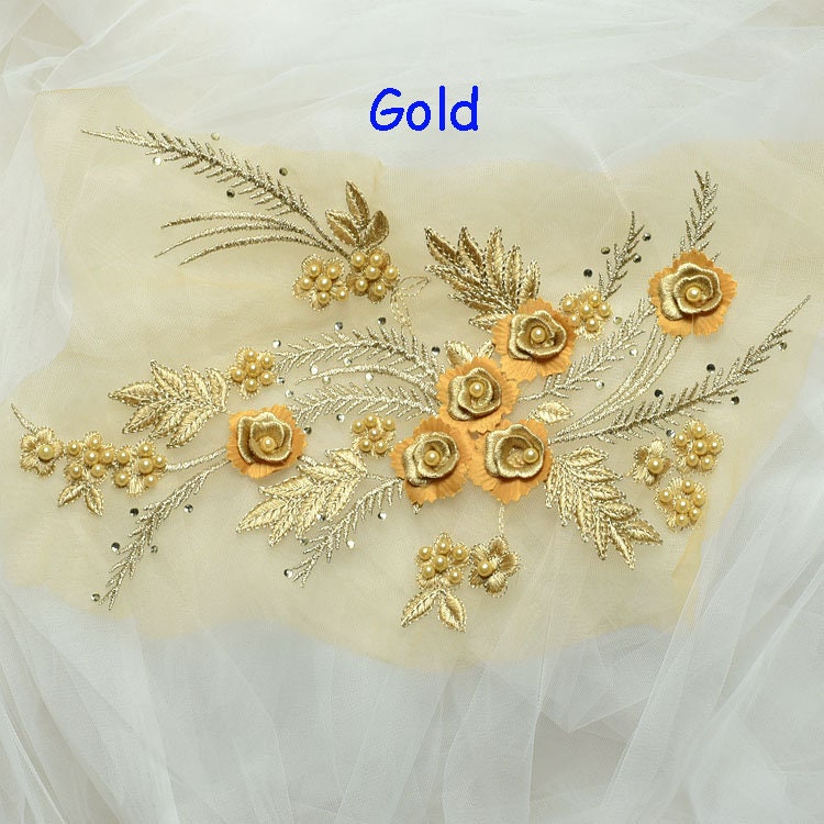 3D Blumenspitze Applikation Motiv Materialien Mit Perle Perlen Stickerei Blume Spitze Patch Annähen Auf Brauthochzeit Abendkleid 1 Stück von FeatherCraft20
