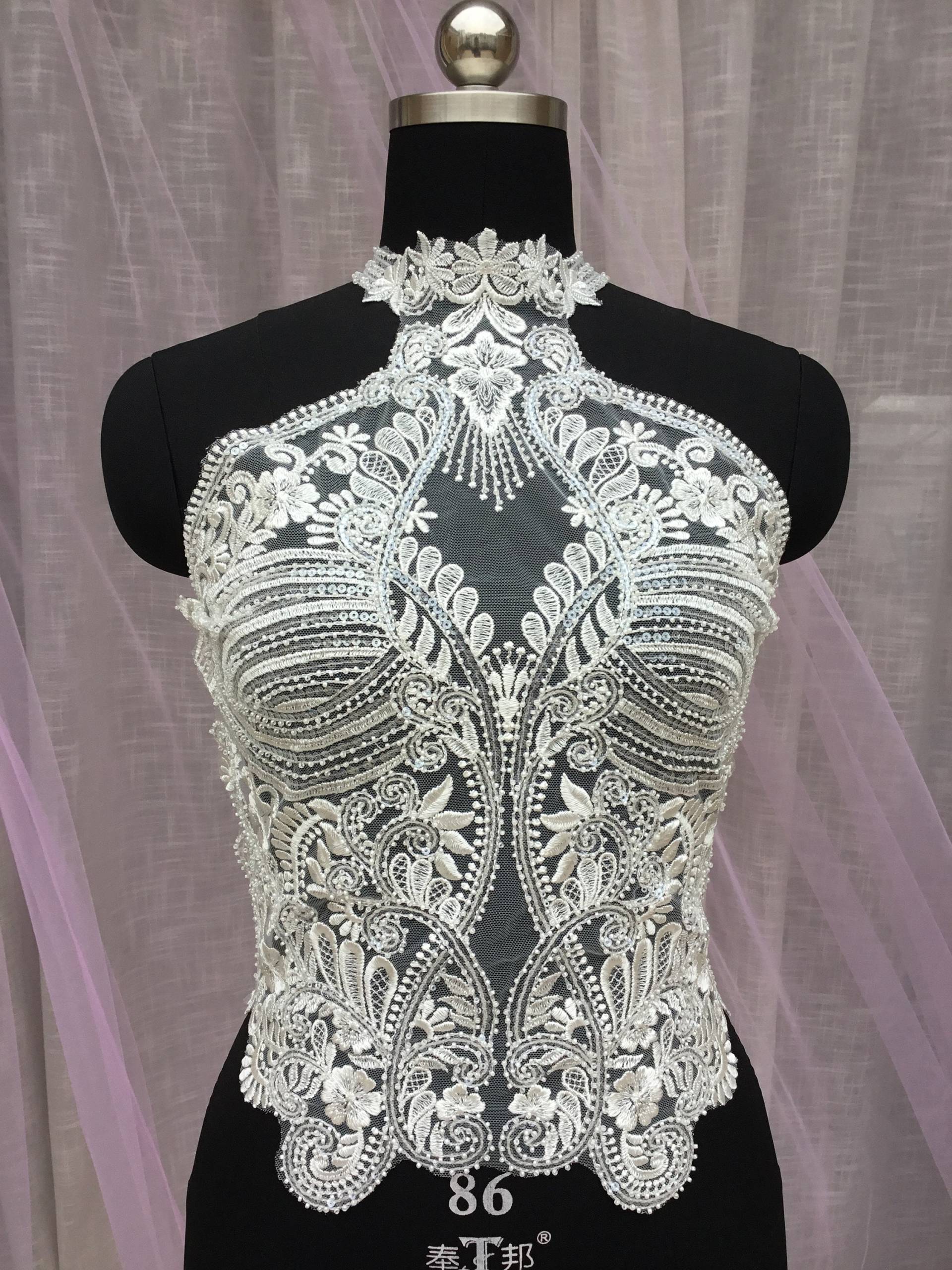 Elfenbein Schwere Perlen Stickerei Spitze Applikation Zurück Mieder Halfter Hals Materialien Motiv Nähen Auf Braut Hochzeit Kleid Abendkleid 1 Stück Elfenbein Schwere Perlen Stickerei Spitze Applikation Zurück Mieder Halfter Hals Materialien Motiv Nähen Auf Braut Hochzeit Kleid Abendkleid 1 Stück von FeatherCraft20