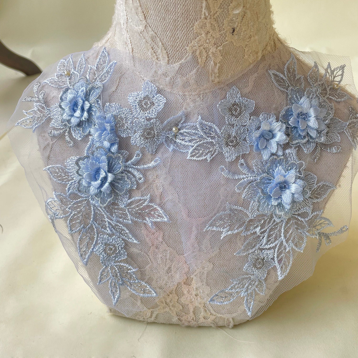 Florale Spitze Applikation Motiv Materialien Stickerei Blume Aufnäher Nähen Auf Braut Hochzeitskleid 1 Paar von FeatherCraft20