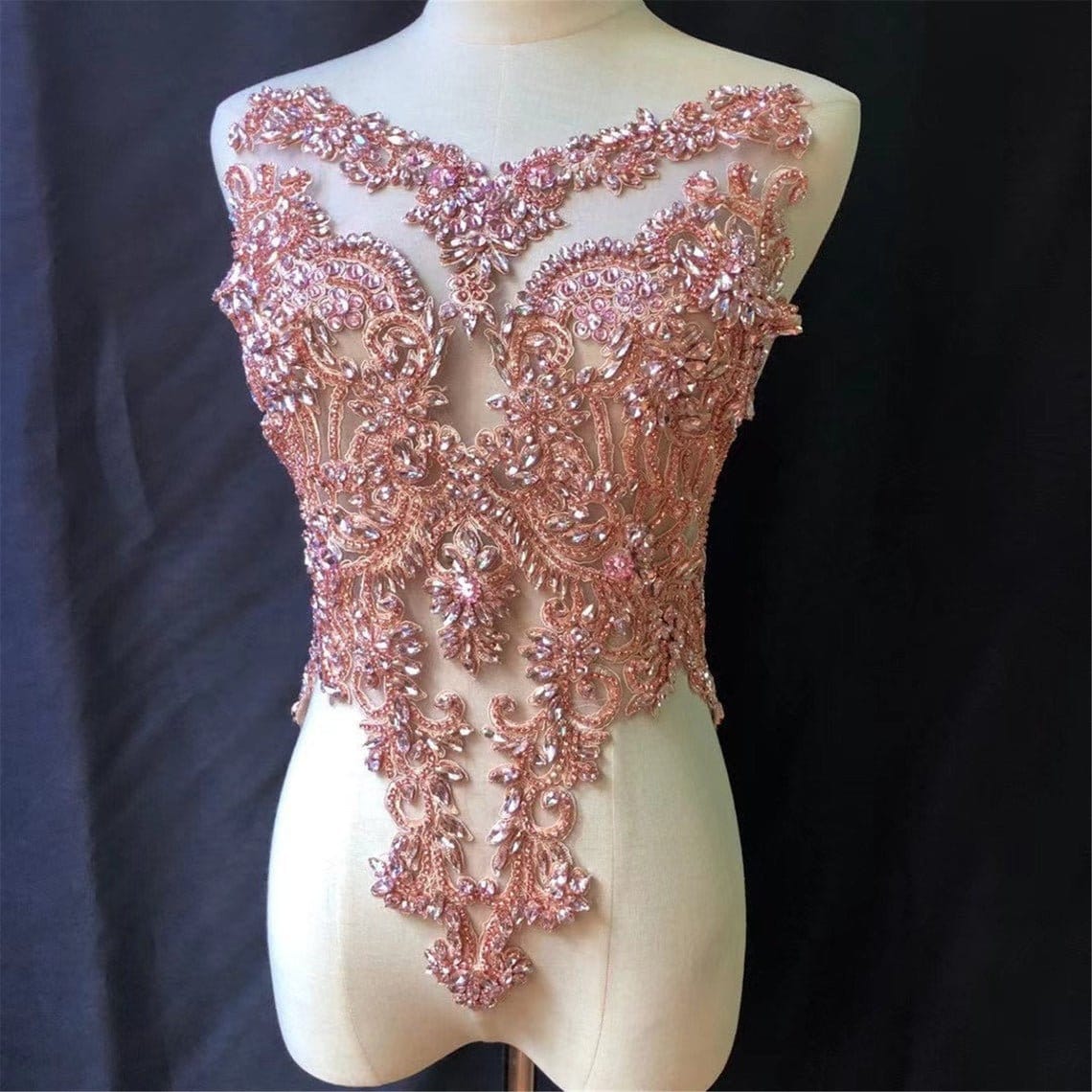 Funkelnde Mieder Silber Strass Applikation Schwere Perlen Motiv Diamante Spitze Patch Nähen Auf Braut Hochzeit Ball Kleid 1 Pc von FeatherCraft20