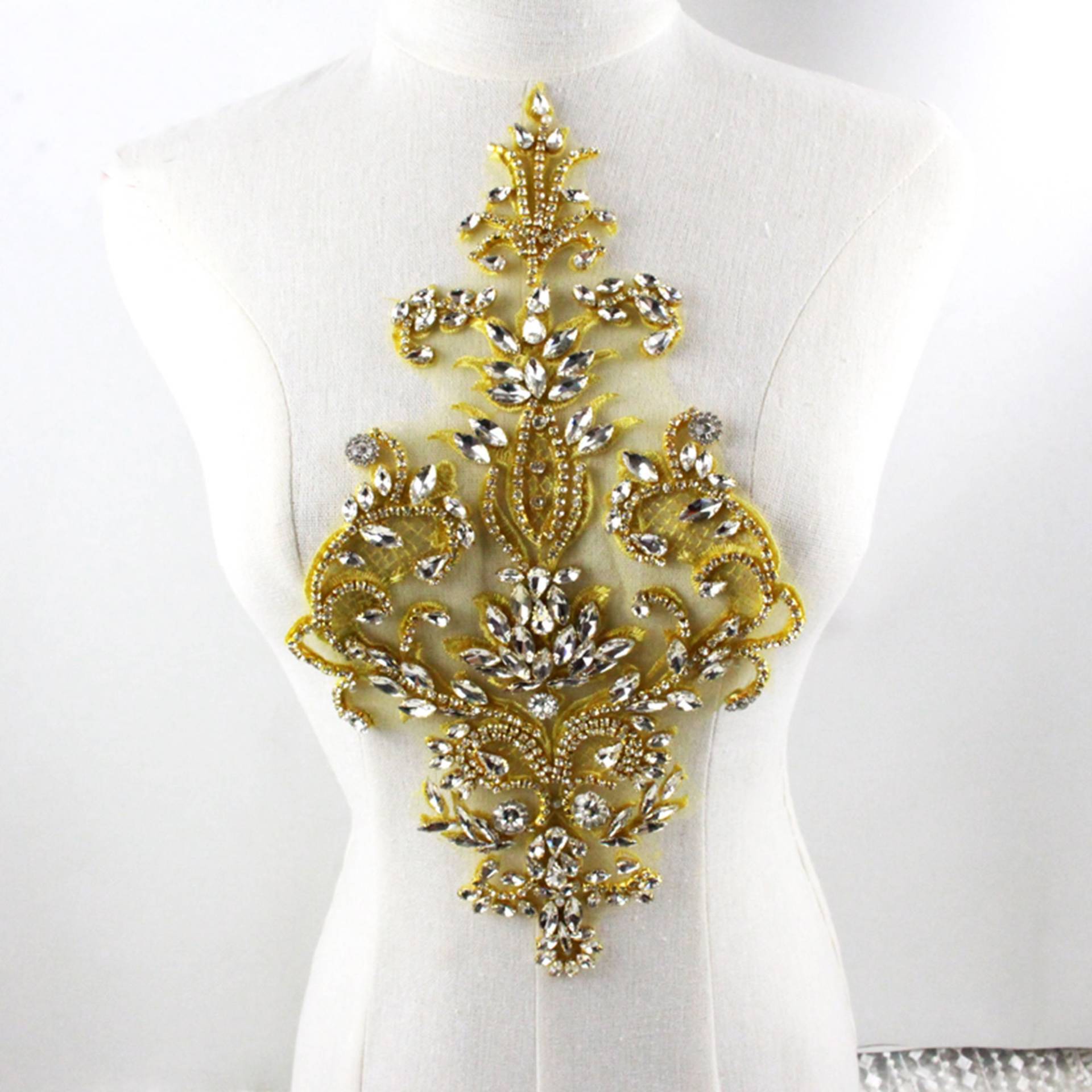 Funkelnde Mieder Strass Applikation Schwere Perlen Motiv Diamante Spitze Patch Nähen Auf Braut Hochzeit Ball Kleid 1 Pc von FeatherCraft20